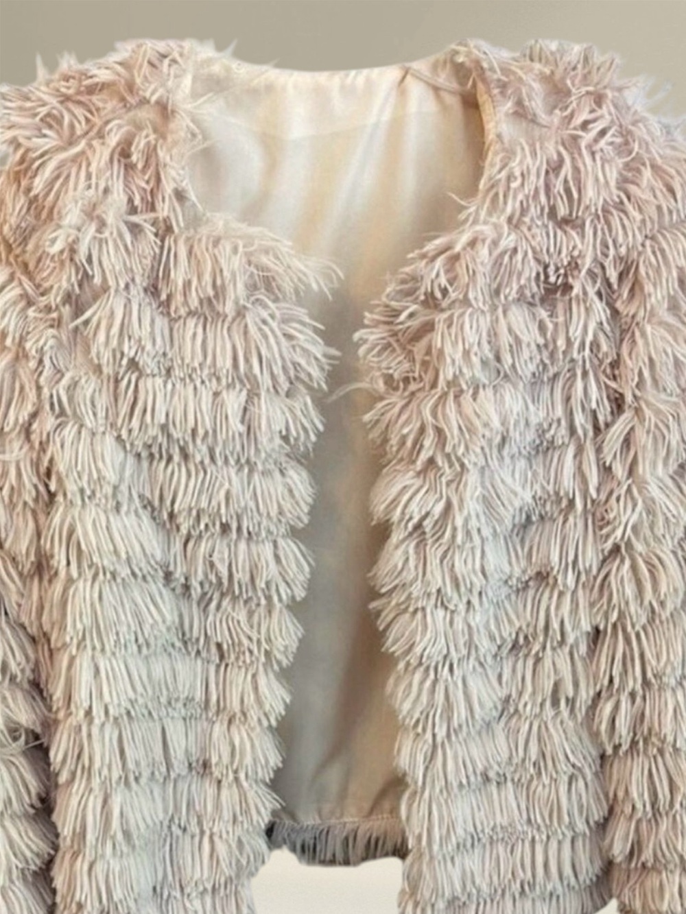 Vintage Shaggy Faux Fur Women’s Jacket - Creamy Beige Size Medium